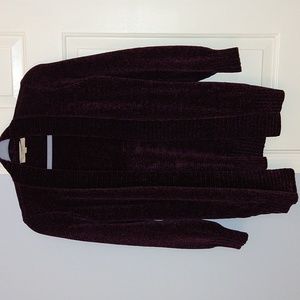 Ann Taylor Loft purple chenille cardigan